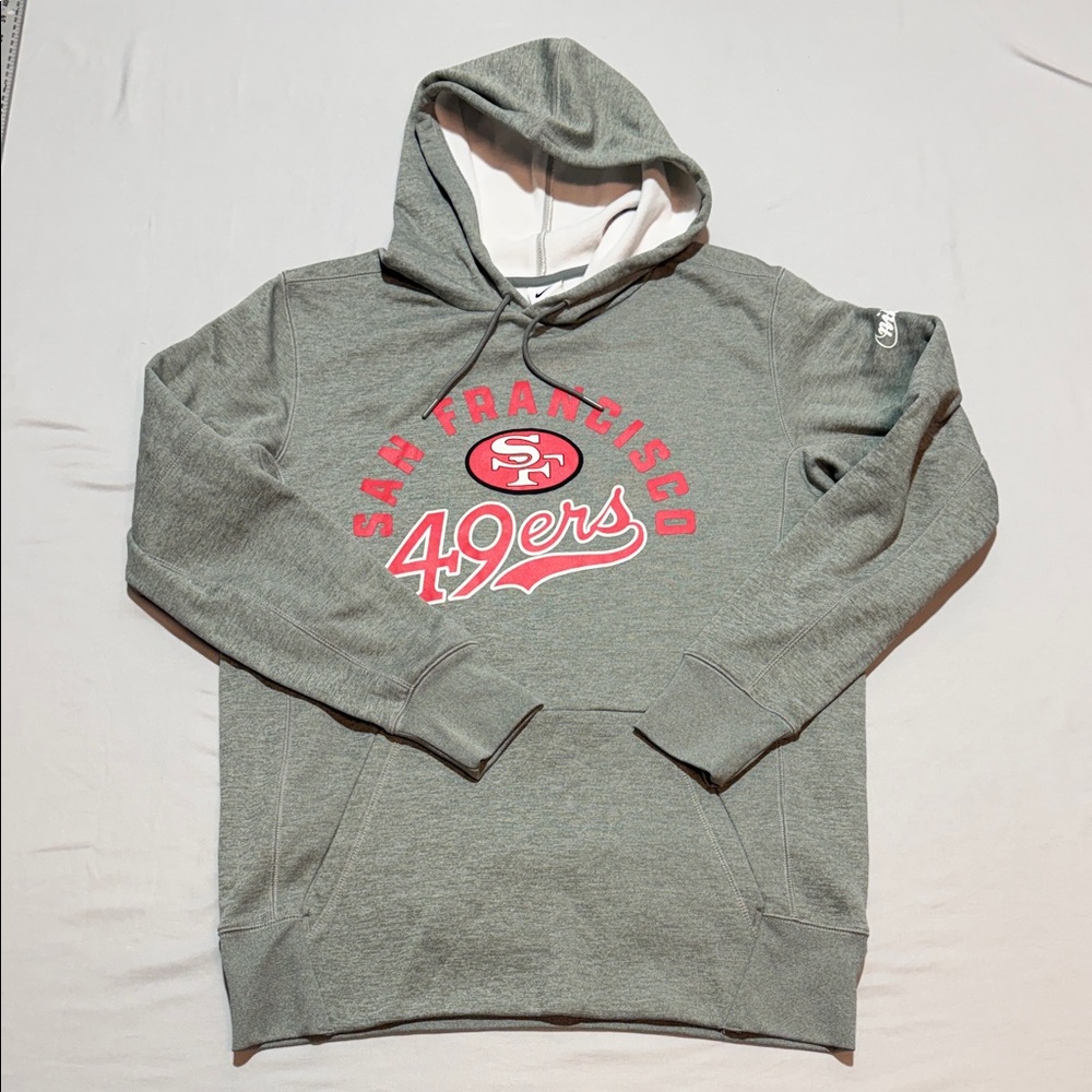 Men’s Nike Gray San Francisco 49ers Pullover Hoodie with Red Logo